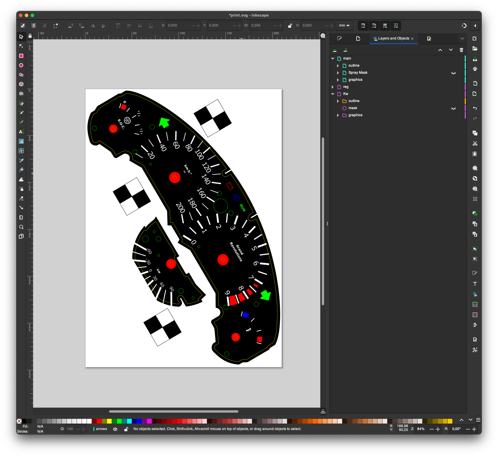 Inkscape with the dial face design